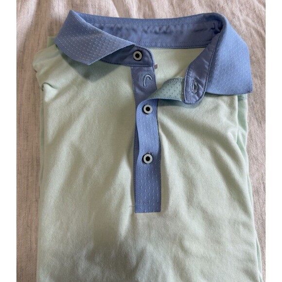 Head Golf Sportswear Men's Two-Tone Polo Shirt Size L Mint Green Blue Collar - Picture 16 of 16